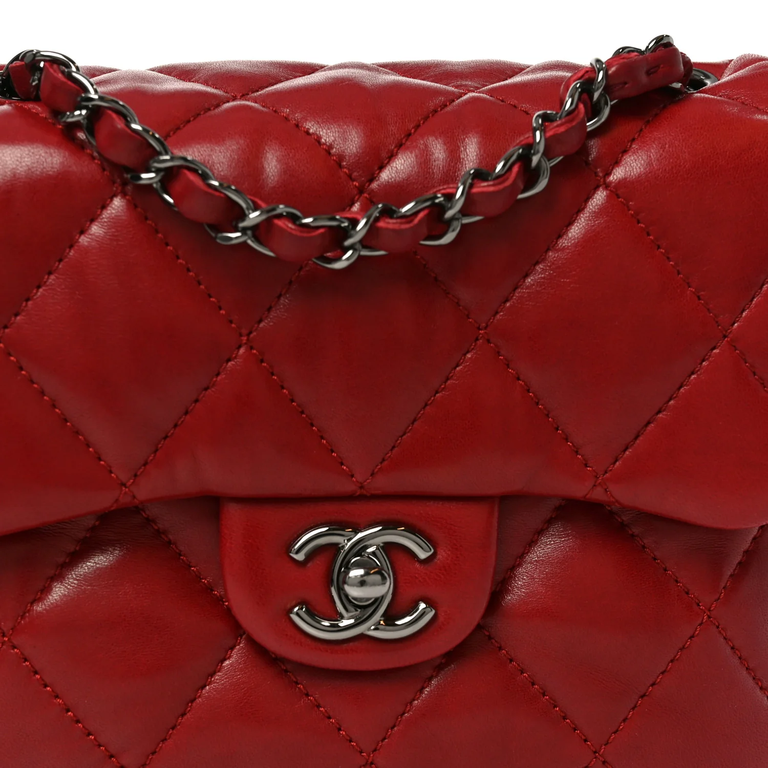 Lambskin Quilted Mini Chanel 3 Flap Red - Top Club