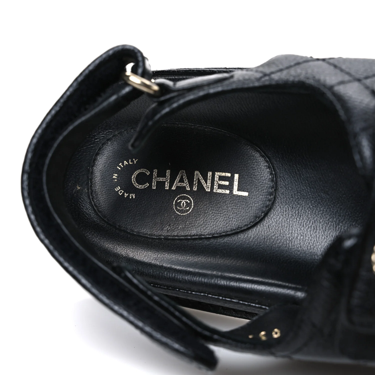 Grained Calfskin Velcro Dad Sandals 39 Black - Top Club