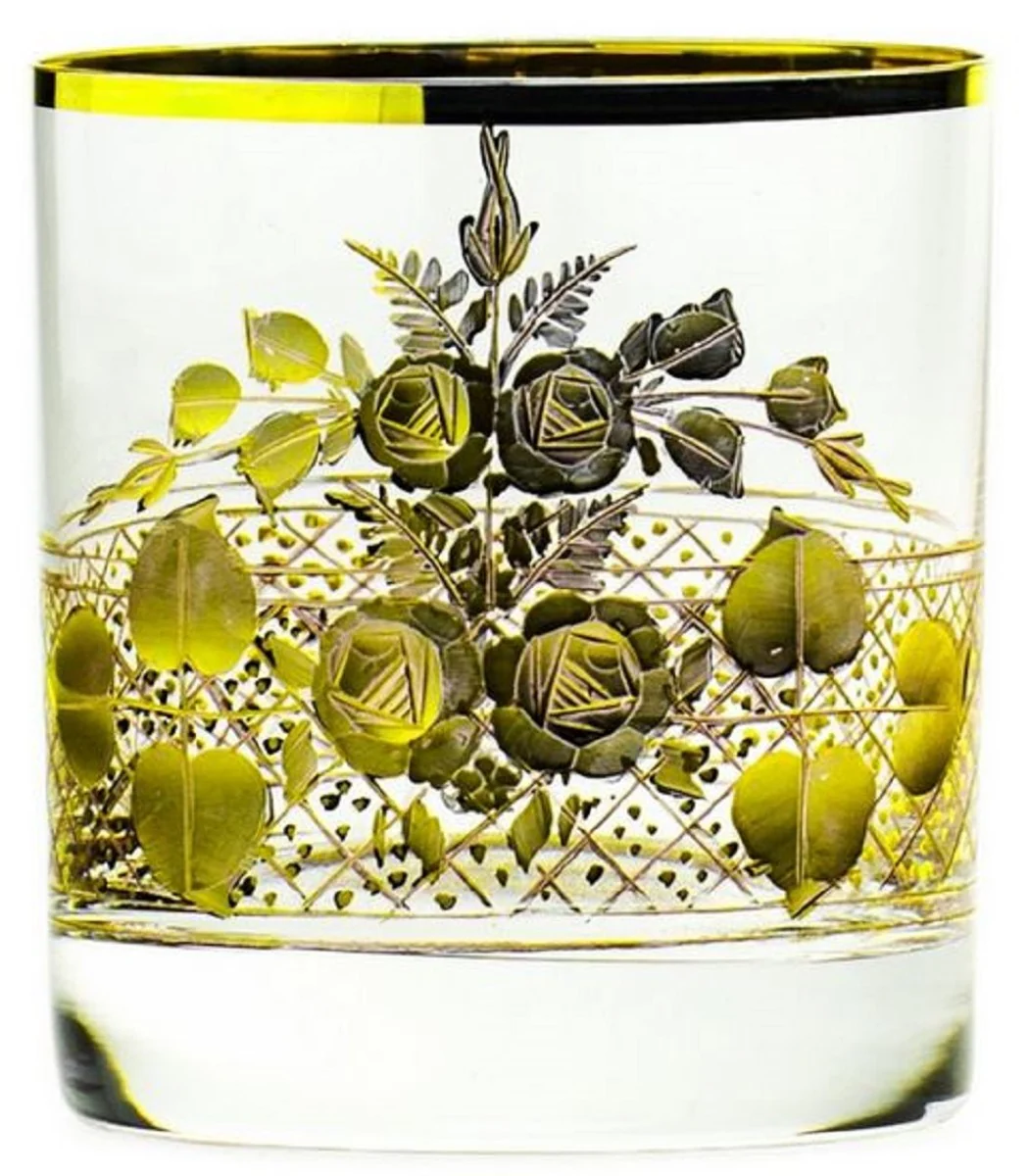 Luxury Baroque Whiskey Glass Set of 6 Gold Ø 8 x H. 9 cm - Handmade and hand-engraved whiskey glasses - Hotel & Restaurant Accessories - Luxury Quality