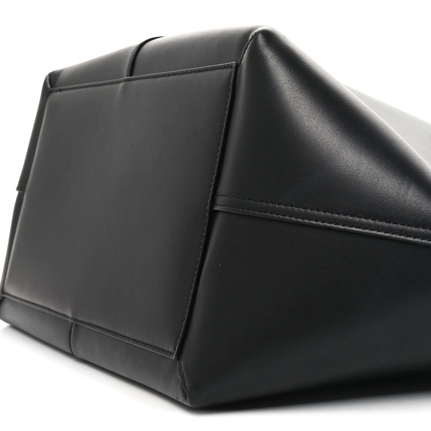 Smooth Calfskin Maxi Trapezoid Shopping Tote Black - Top Club