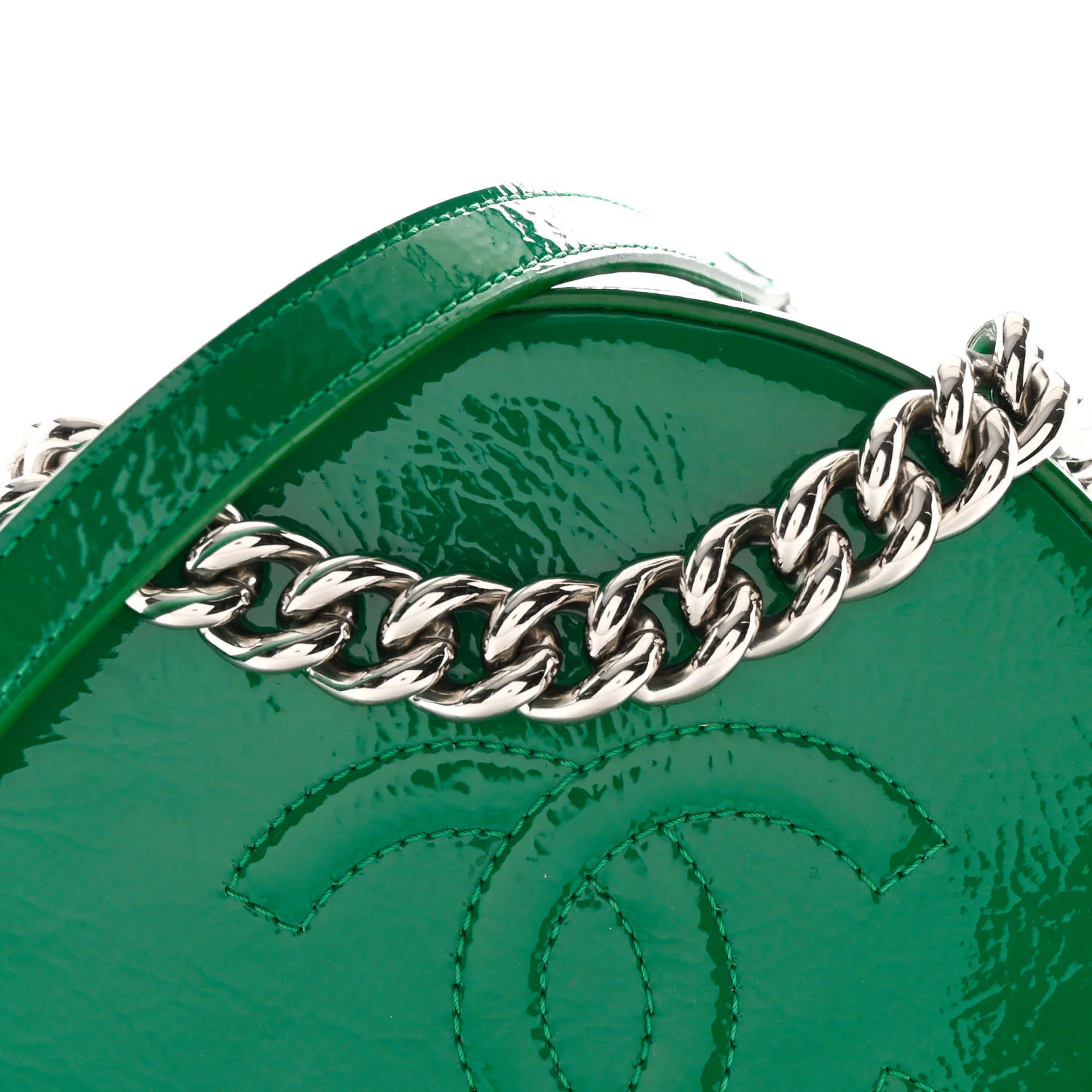 Glazed Calfskin Round As Earth Evening Bag Green - Top Club