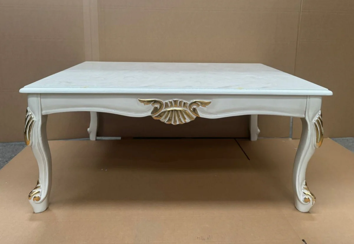 Luxury Baroque coffee table white / gold 105 cm - Baroque furniture