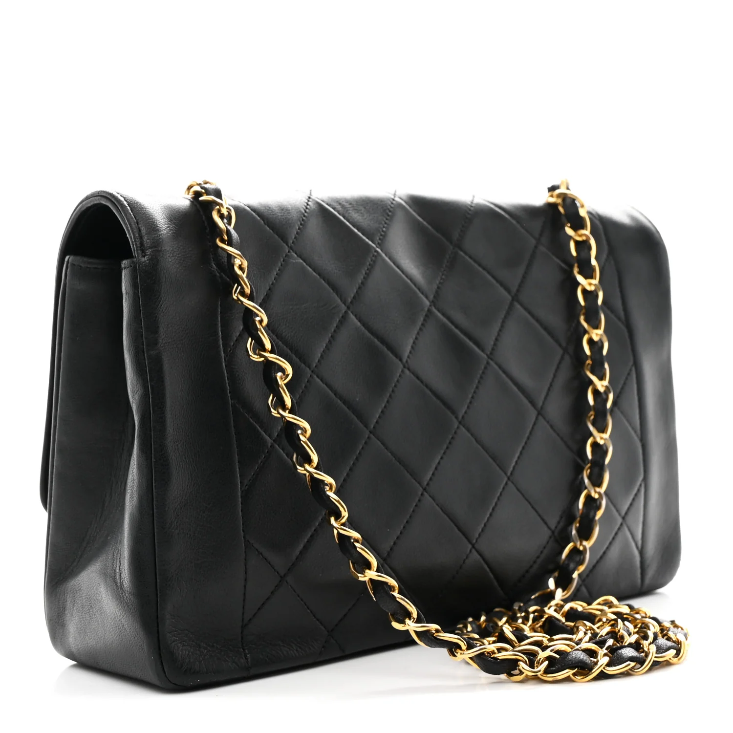 Lambskin Quilted Medium Single Flap Black - Top Club