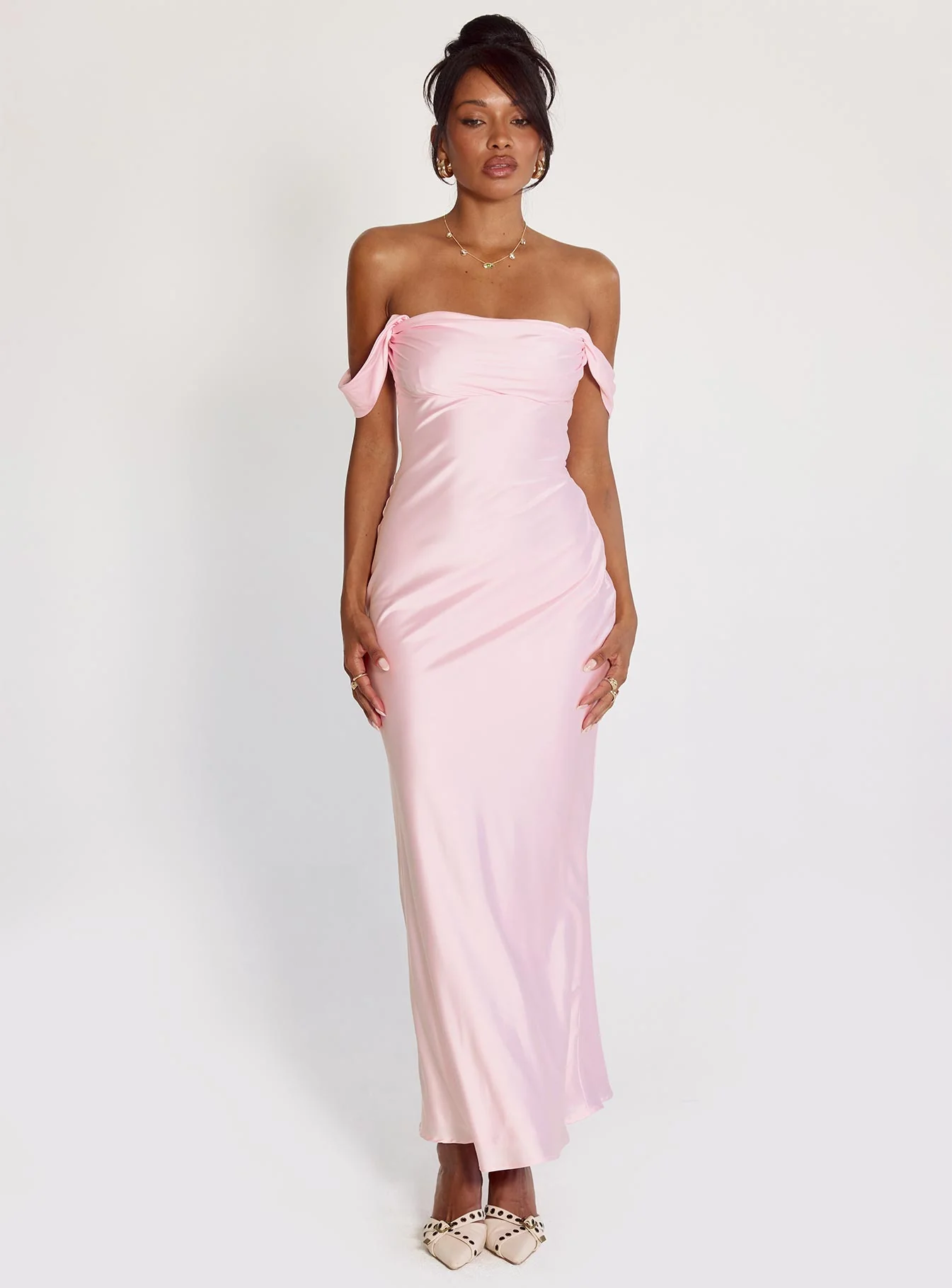 Azura Off The Shoulder Maxi Dress Pink