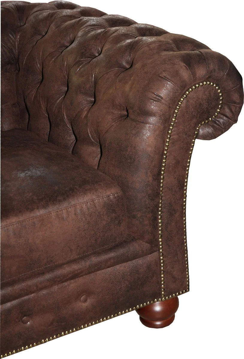 Limited Edition Designer Chesterfield 3-er Sofa Braun B 226 cm - Club Möbel