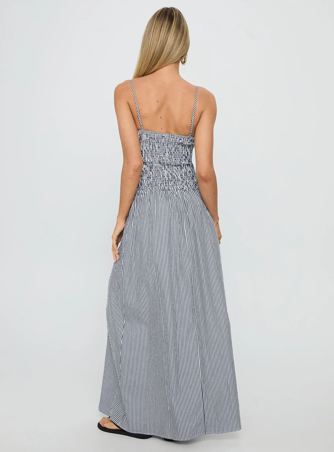 Kosie Shirred Maxi Dress Blue Stripe