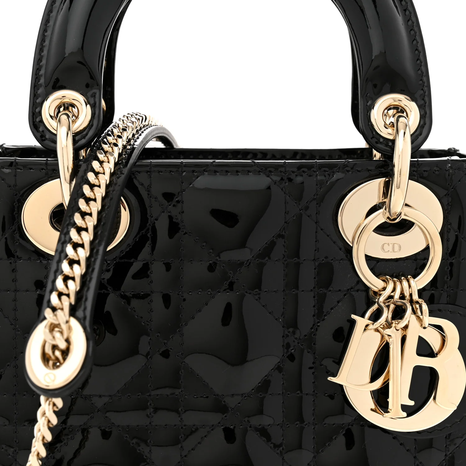 Patent Cannage Mini Lady Dior Black - Top Club
