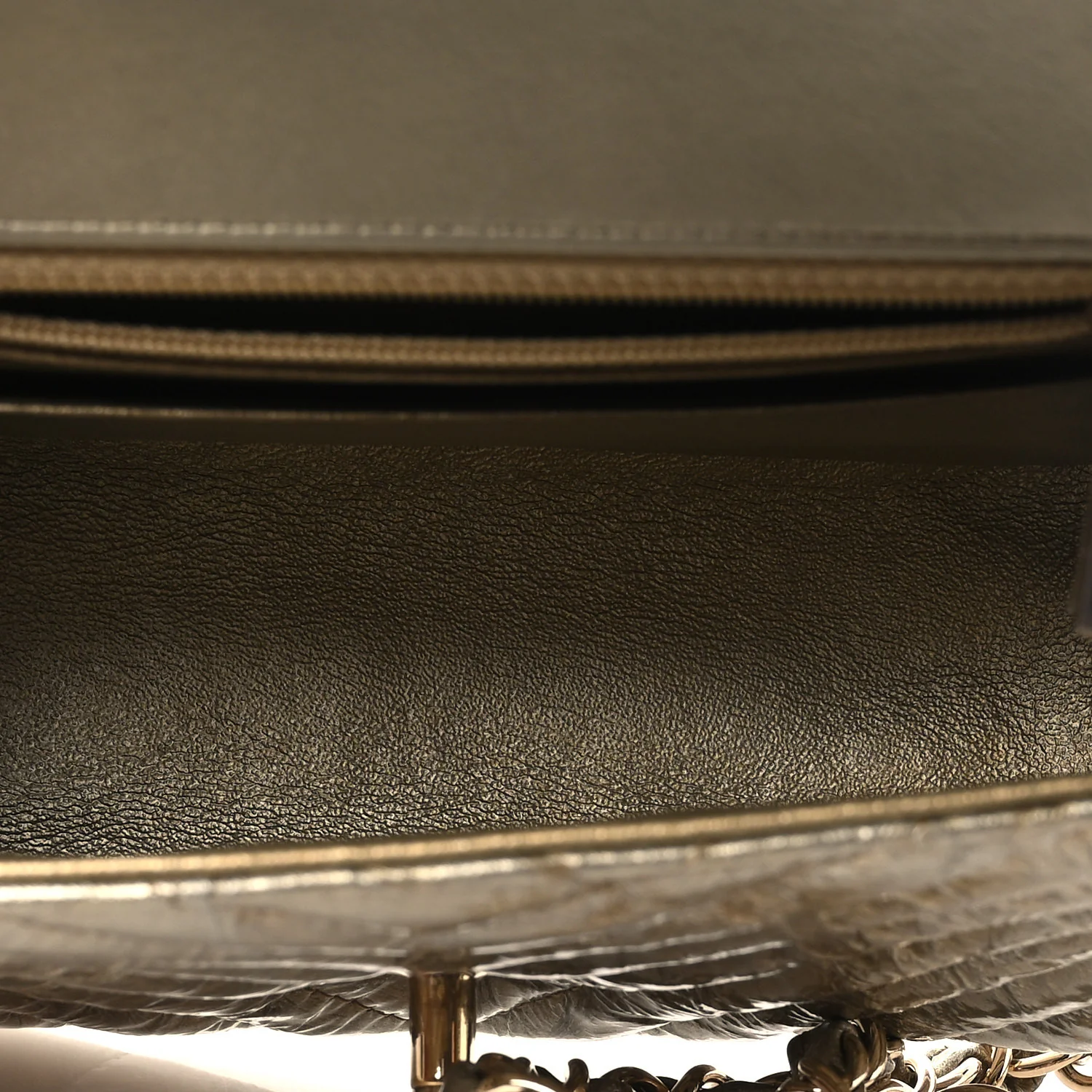 Metallic Crumpled Calfskin Chevron Quilted Mini Square Flap Gold - Top Club