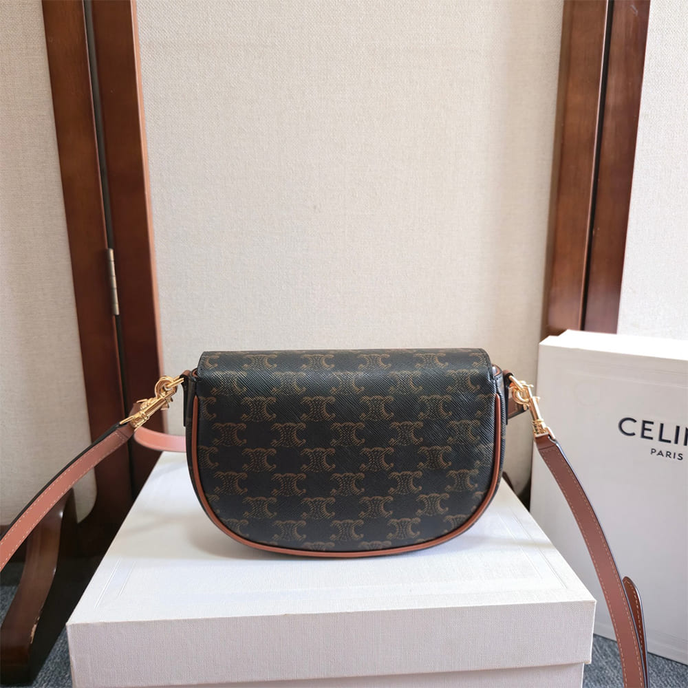Celine FOLCO SHOULDER BAG IN Triomphe Canvas and Calfskin - Top Club