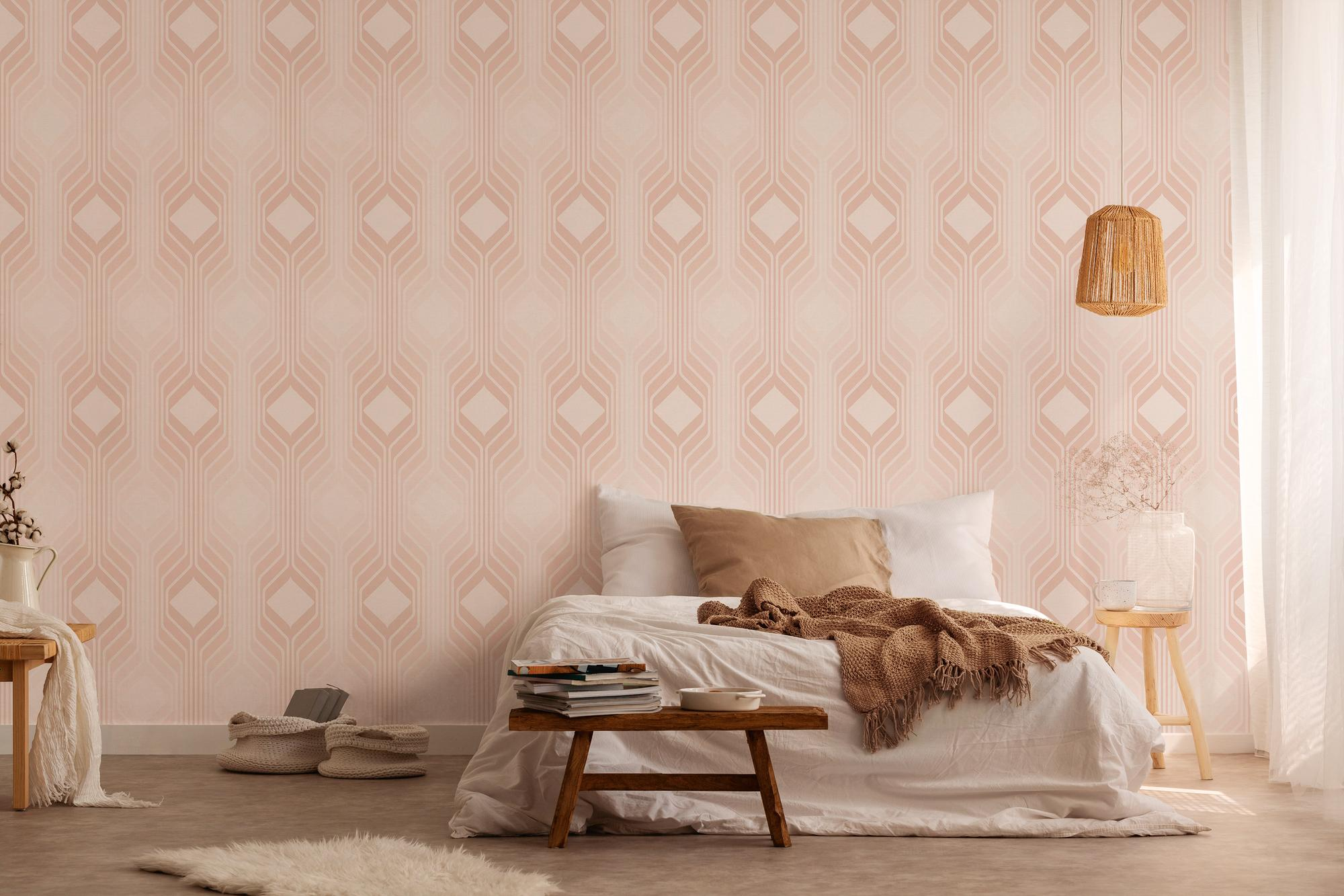 Vliesbehang met ruitmotief in retro stijl - beige, crème #1