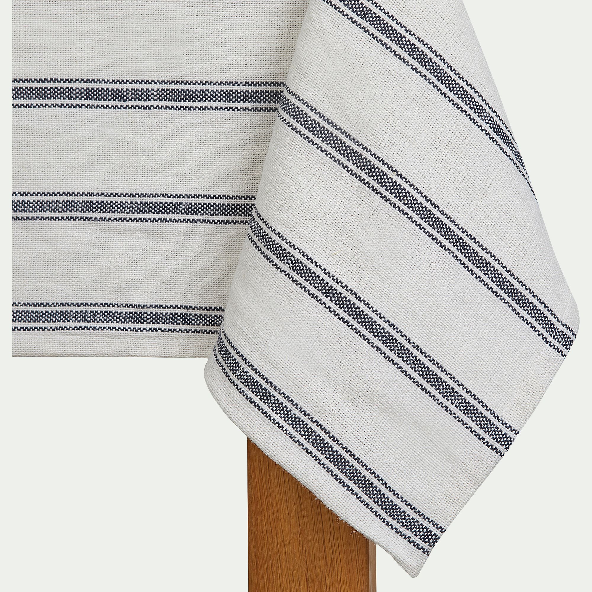 PASSO - Nappe en lin et coton noir et blanc 170x250cm