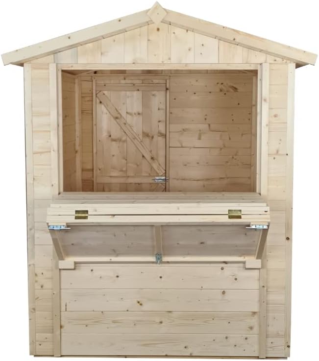 Chiosco Market 172 x 174 cm in legno di Abete personalizzabile con anta pavimento e ardesia