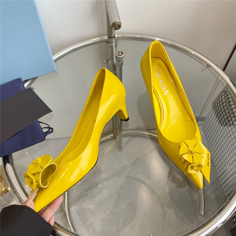 prada flower pointed toe small cone heel shoes - Sneaker Replica Workshop