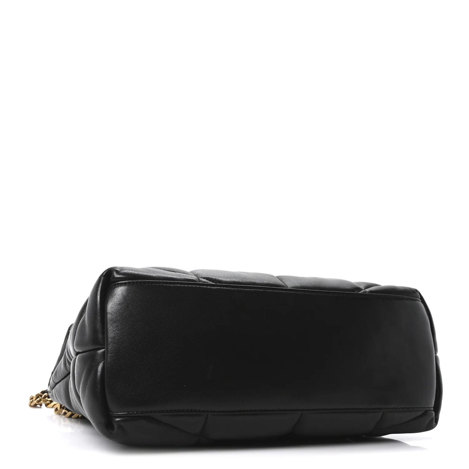 Lambskin Quilted Medium Loulou Puffer Monogram Chain Satchel Black - Top Club