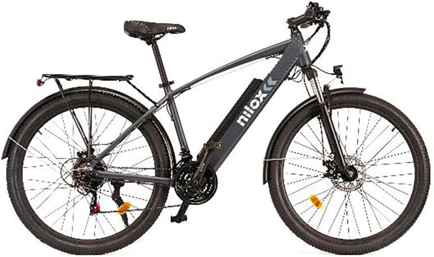 Nilox, E-Bike X7 Plus, Trekking Bike con Pedalata Assistita, 80 km di Autonomia, Fino a 25 km/h, Motore 36 V 250 W, Batteria al Litio da 36 V- 13 Ah, Copertoni Semi Tassellati 27.5