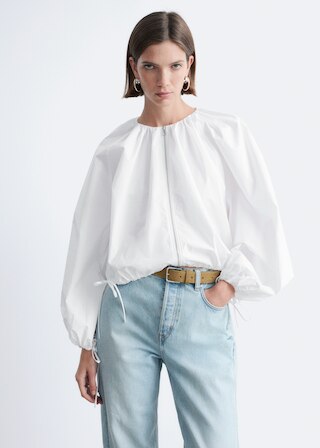 & Other Stories COTTON POPLIN ZIP-FRONT BLOUSE