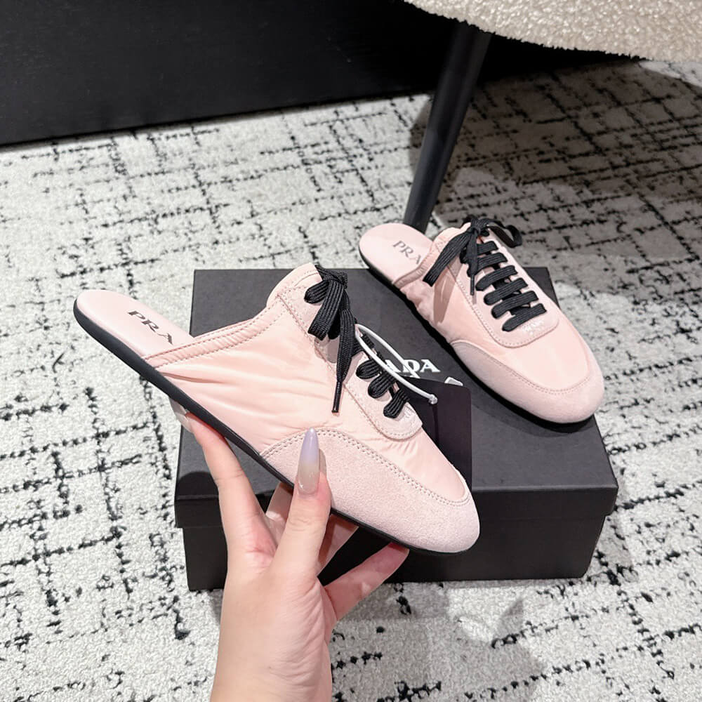 PRADA Collapse Re-Nylon and suede mules - Top Club
