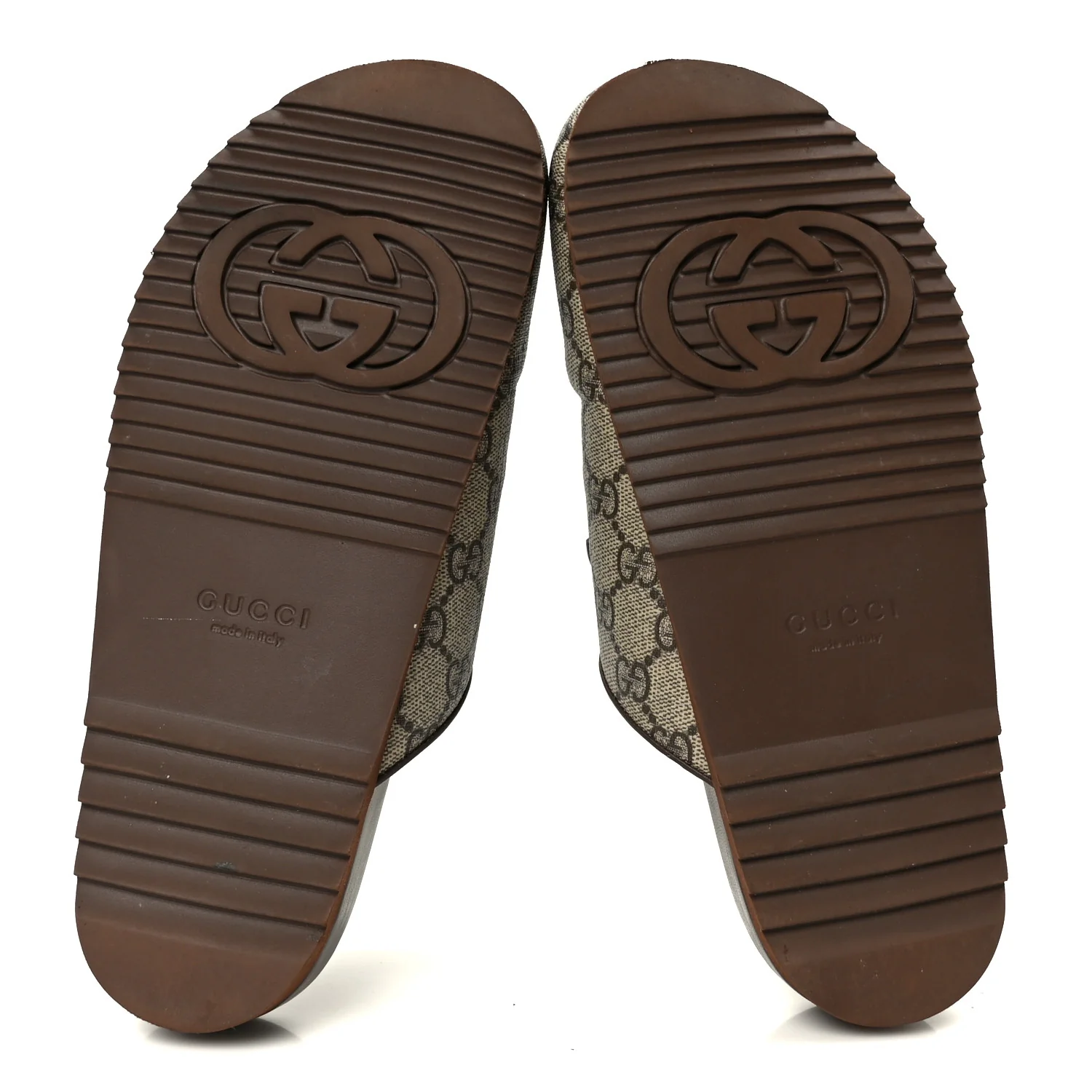 GG Supreme Monogram Miro Soft Calfskin Womens Horsebit Slippers 38 Beige Ebony New Acero - Top Club