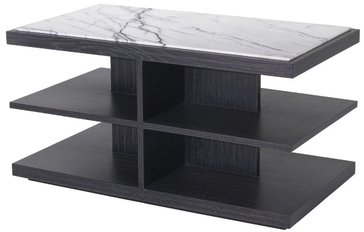 Luxury side table white / purple / anthracite gray 92 x 50 x H. 48 cm - solid wood table with marble top - living room furniture - luxury furniture