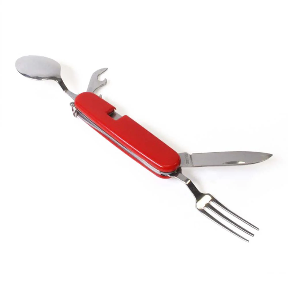 PICNIC KNIFE cutlery set with opener - red
