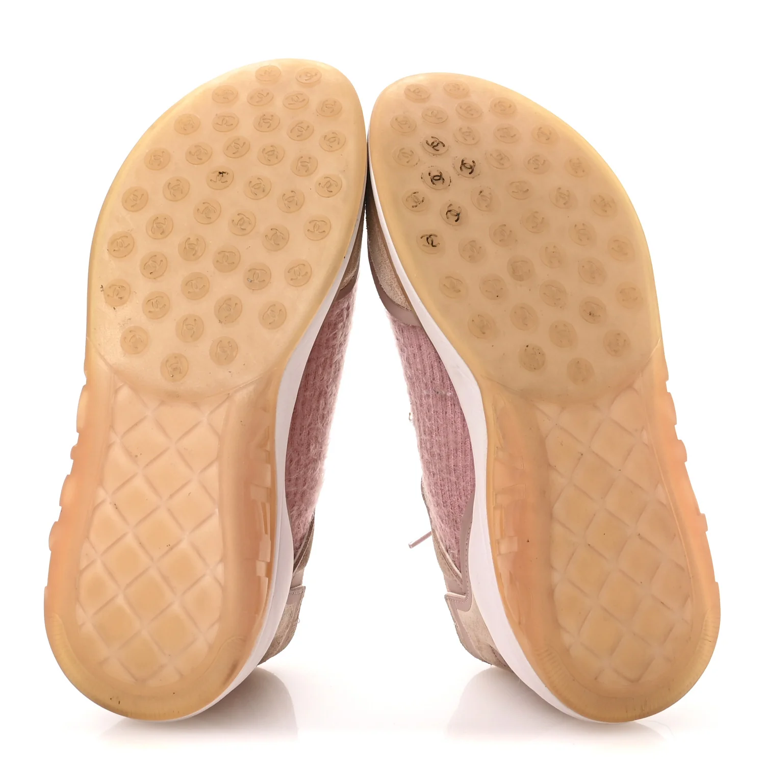 Suede Calfskin Stretch Fabric CC Sneakers 38.5 Pink - Top Club