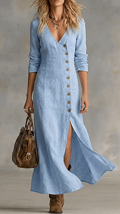 Casual Linen Cotton Button Dress - Nordfashionstorm - Women's Clothing, Fashion for You - Nordfashionstorm.com