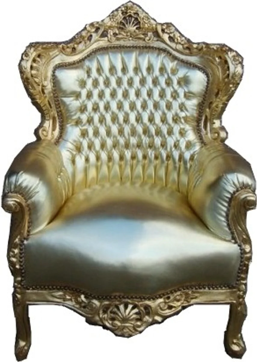 Baroque armchair King Gold/Gold leather look