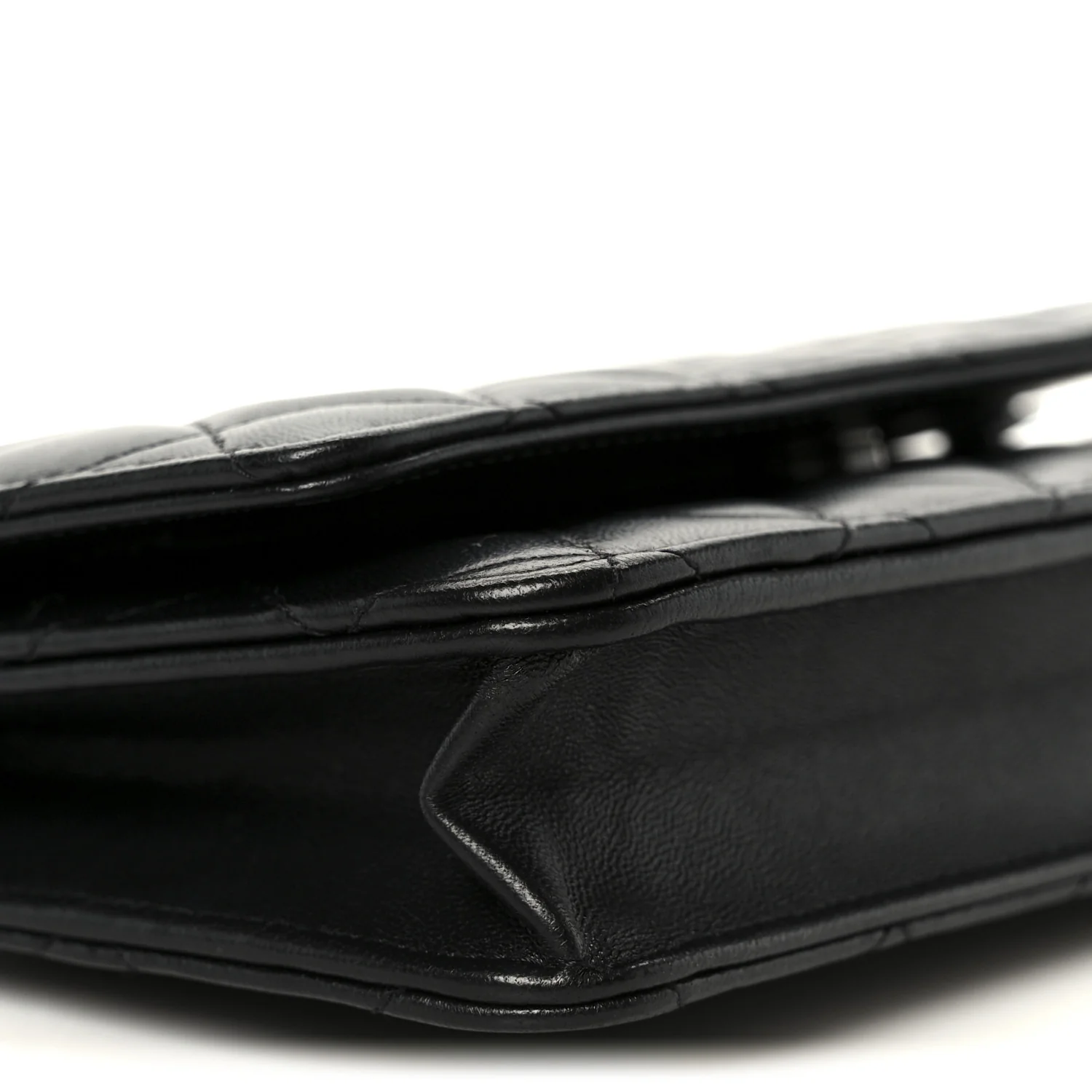 Lambskin Quilted Wallet On Chain WOC So Black - Top Club