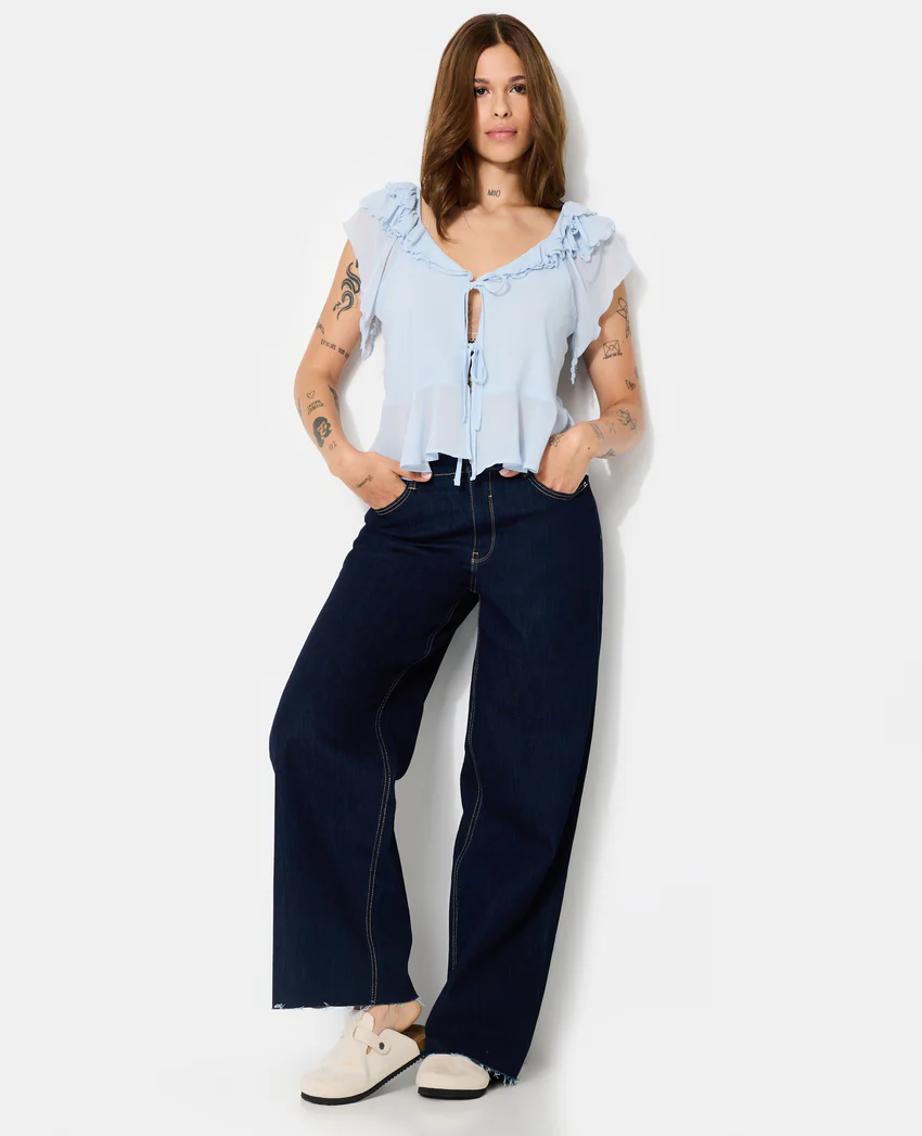 Pimkie Blouse en voile avec volants et nouettes