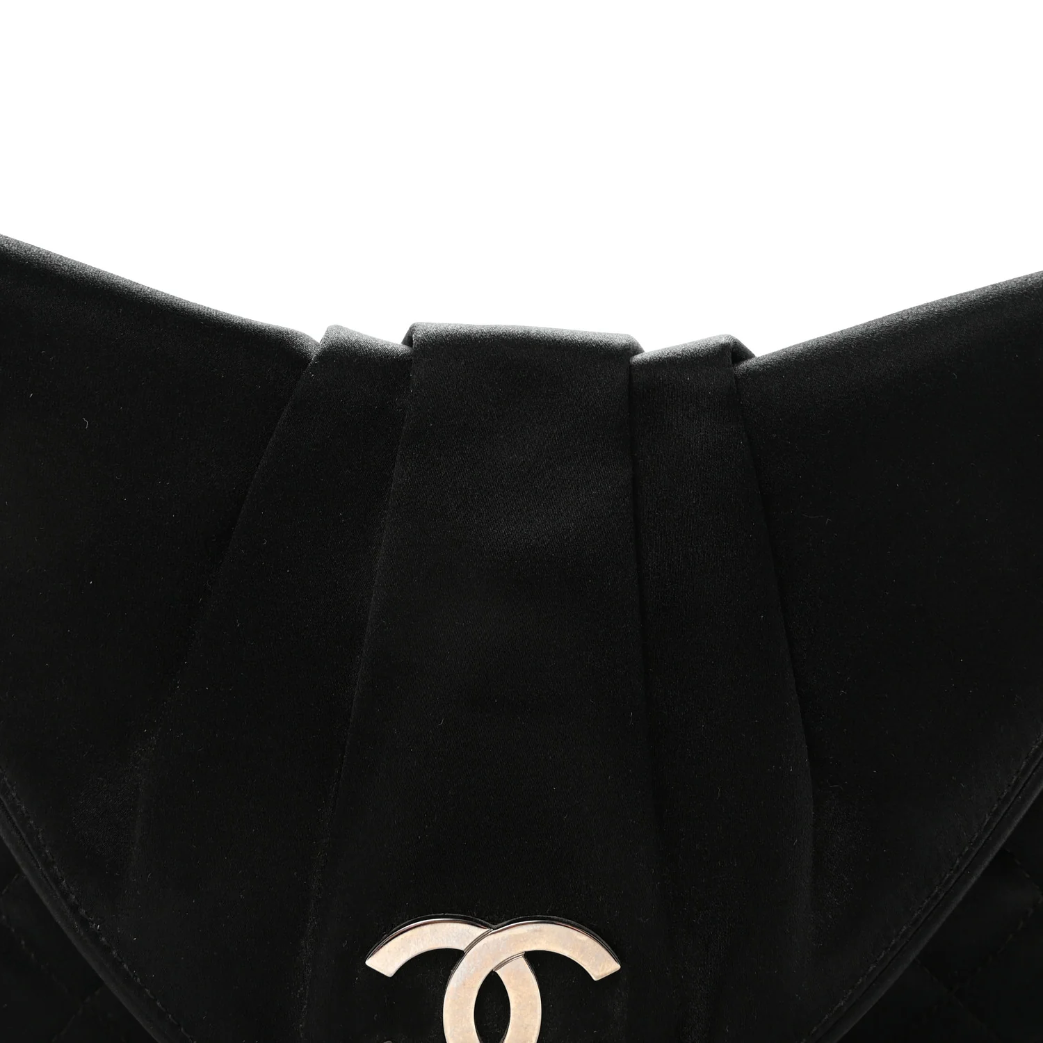 Satin Quilted Half Moon Clutch  Black - Top Club
