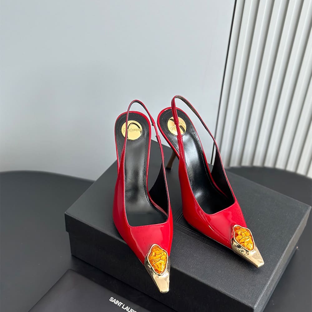 YSL Loulou Slingback Pumps in Patent Leather - Top Club