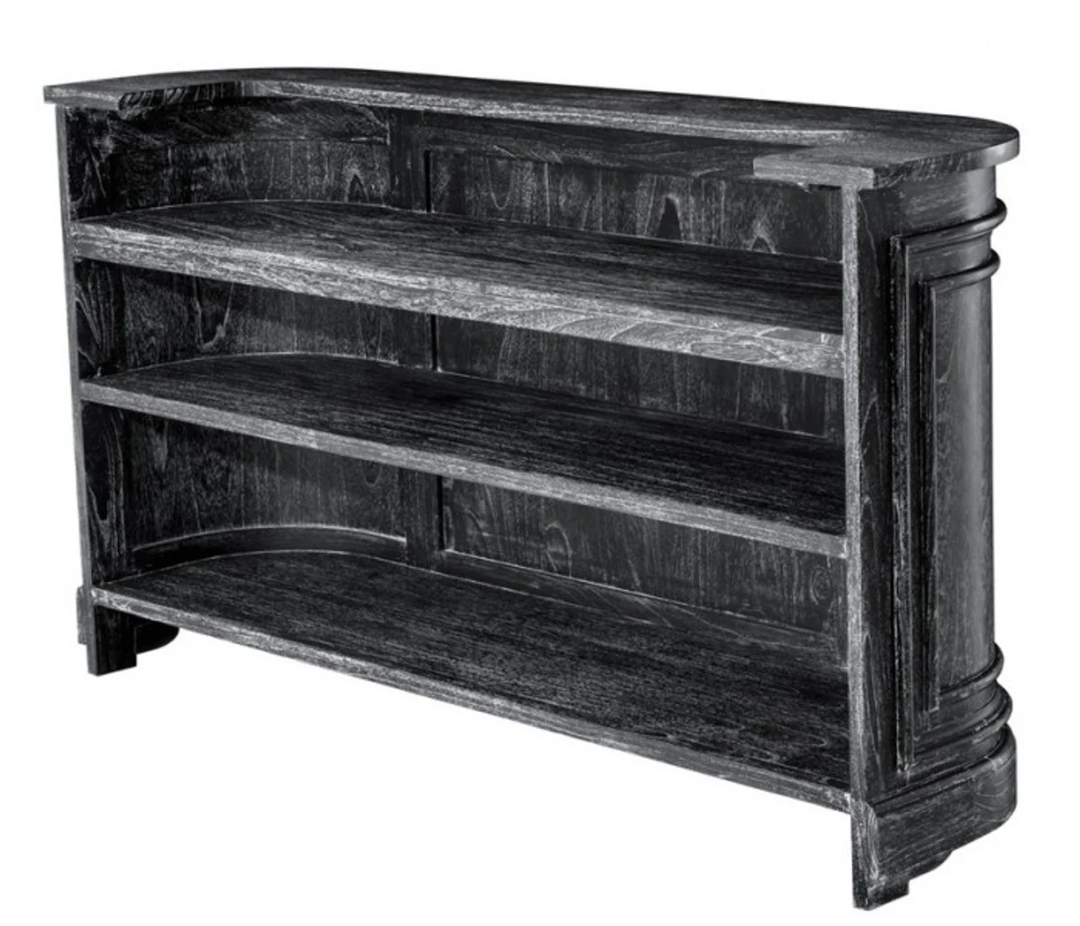 Vintage look counter cabinet 190 cm counter black washed antique style - shop counter shop furniture