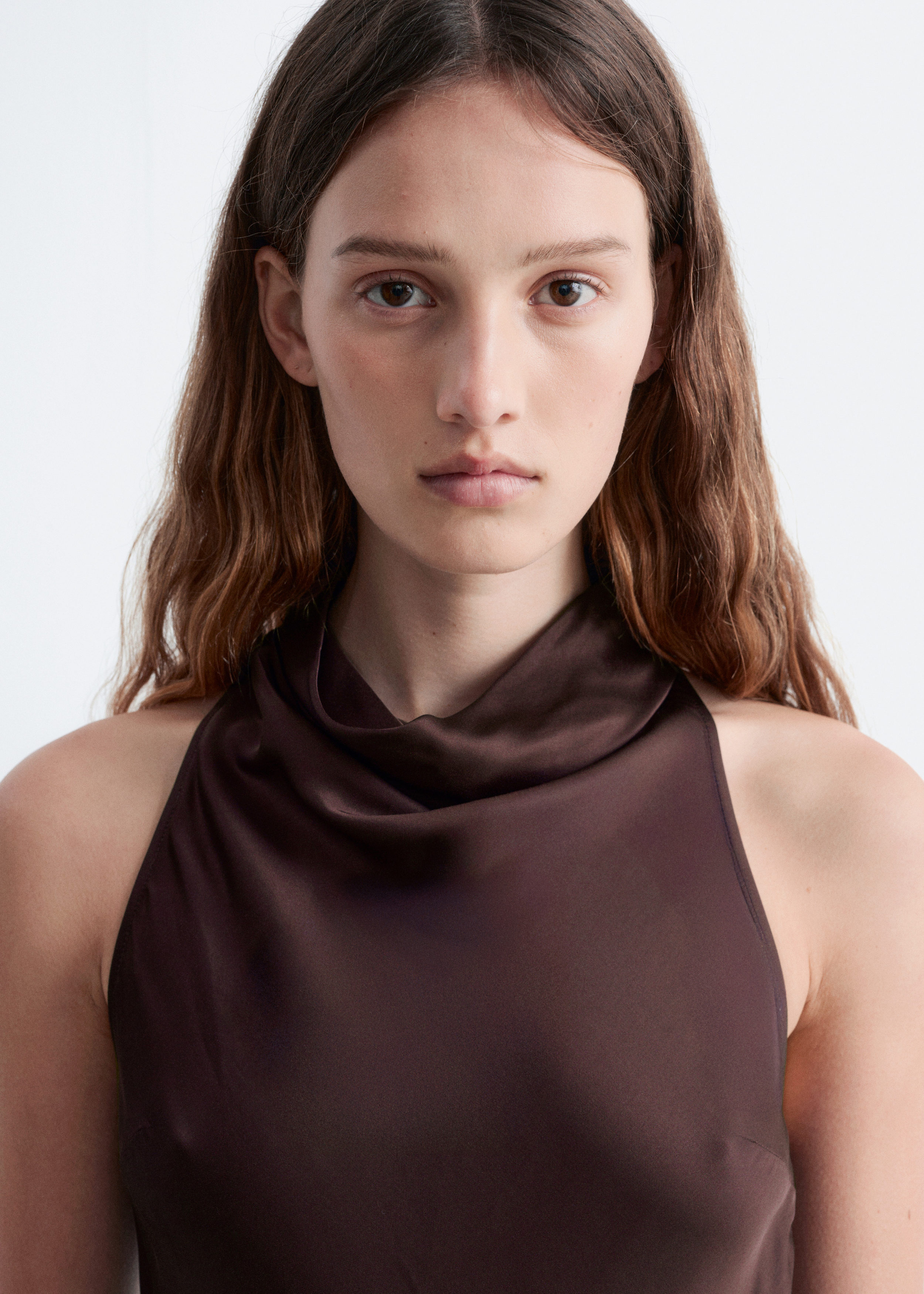& Other Stories COWL-NECK SATIN MIDI DRESS