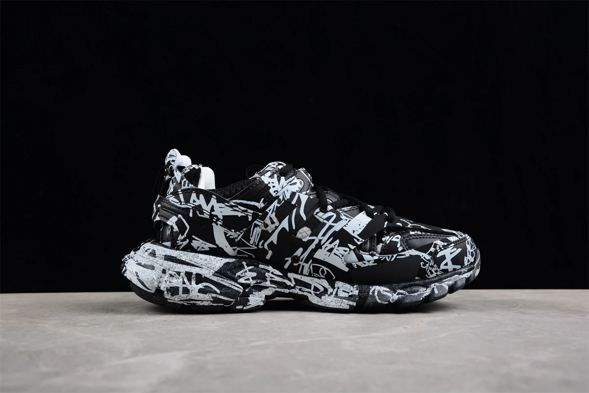 Balenciaga Track Graffiti Sneakers – Black/White - Sneaker Replica Workshop
