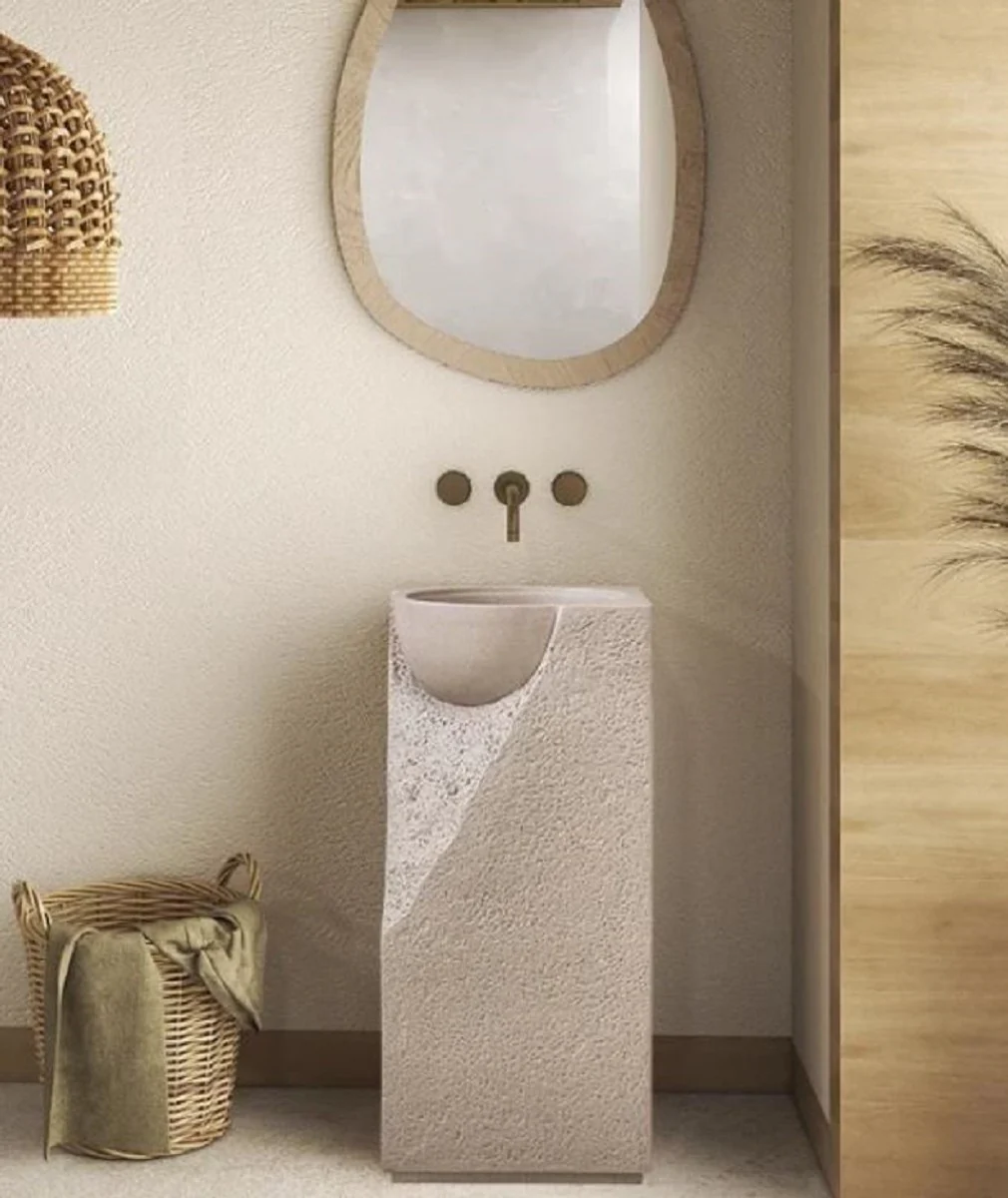 Luxury washbasin gray 40 x 40 x H. 86 cm - Ceramic washbasin with integrated sink - Luxury bathroom furniture - Hotel furniture - Luxury quality - Made in Italy