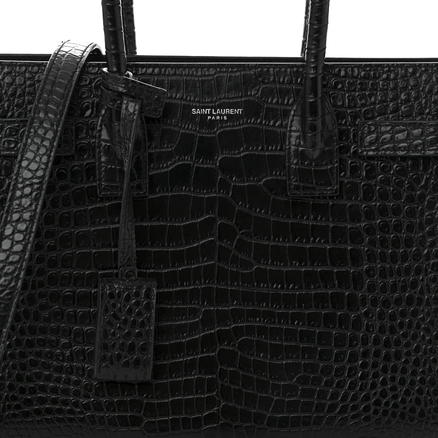 Calfskin Crocodile Embossed Baby Sac De Jour Black - Top Club