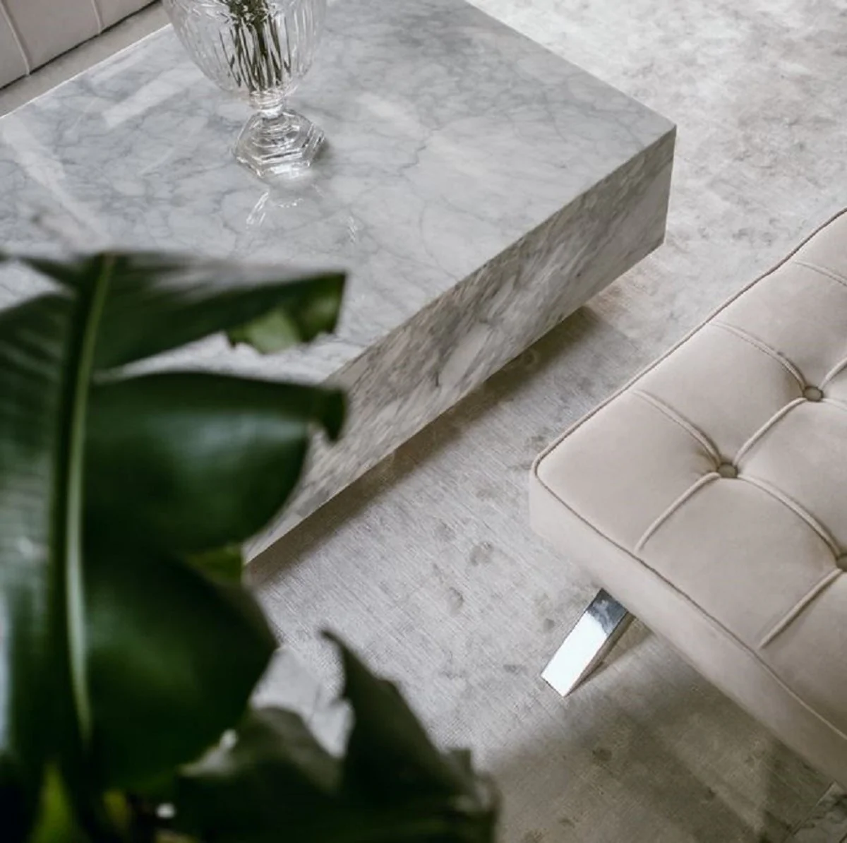 Luxury coffee table white 100 x 100 x H. 35 cm - Square living room table made of Carrara marble - Marble table - Luxury quality