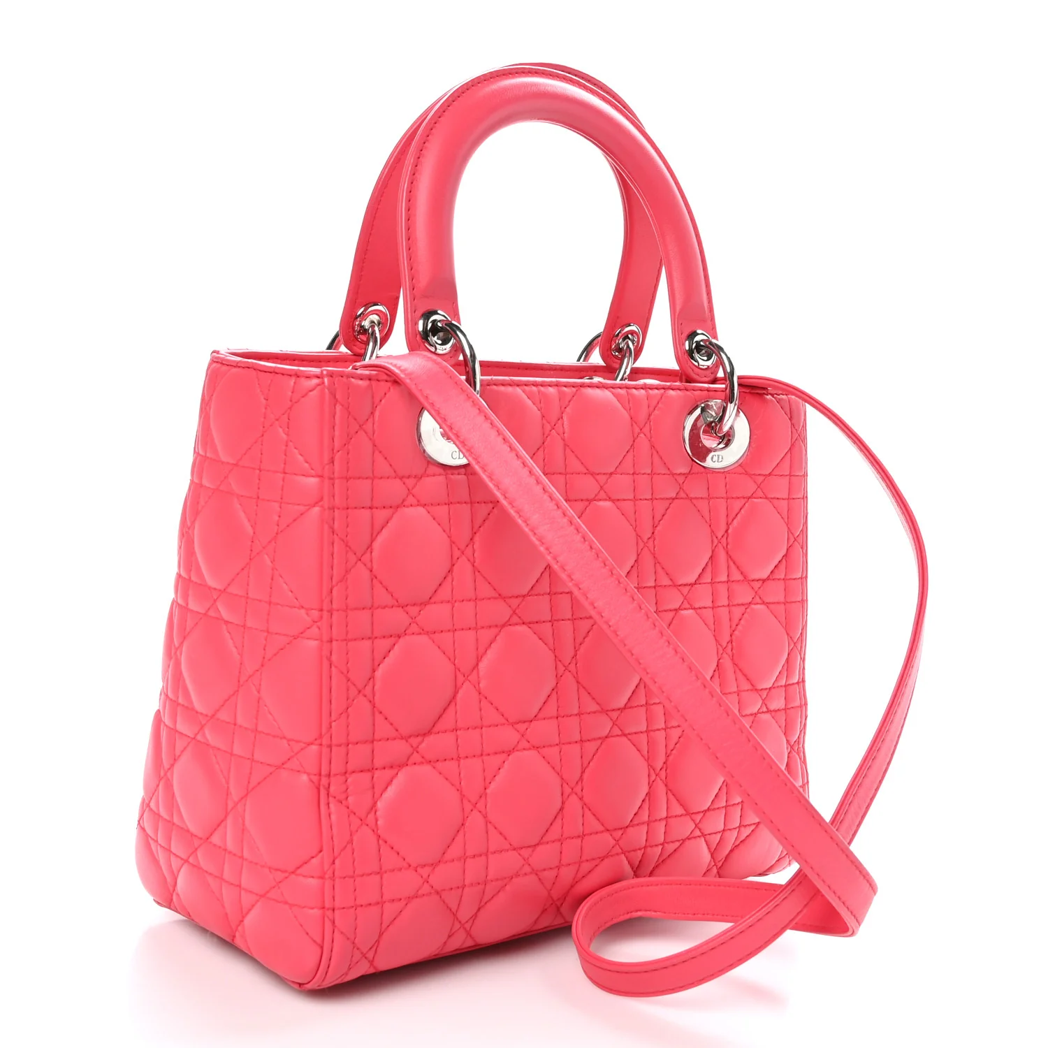 Lambskin Cannage Medium Lady Dior Fuchsia - Top Club