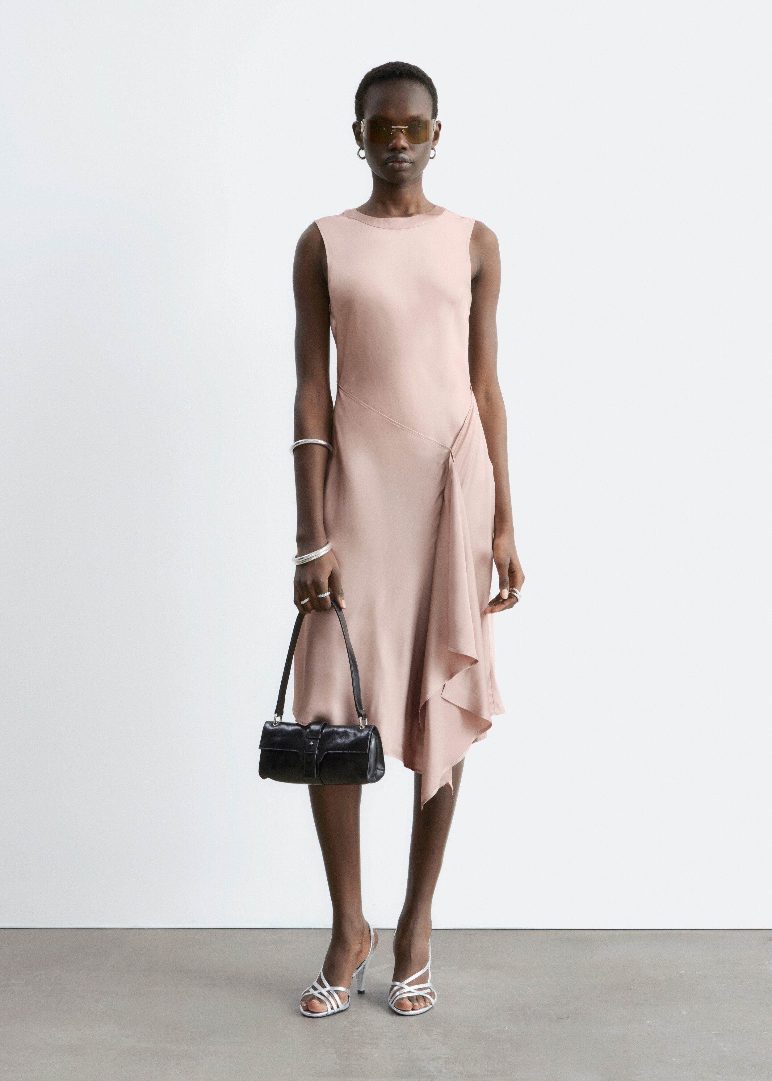 & Other Stories ASYMMETRIC SATIN MIDI DRESS