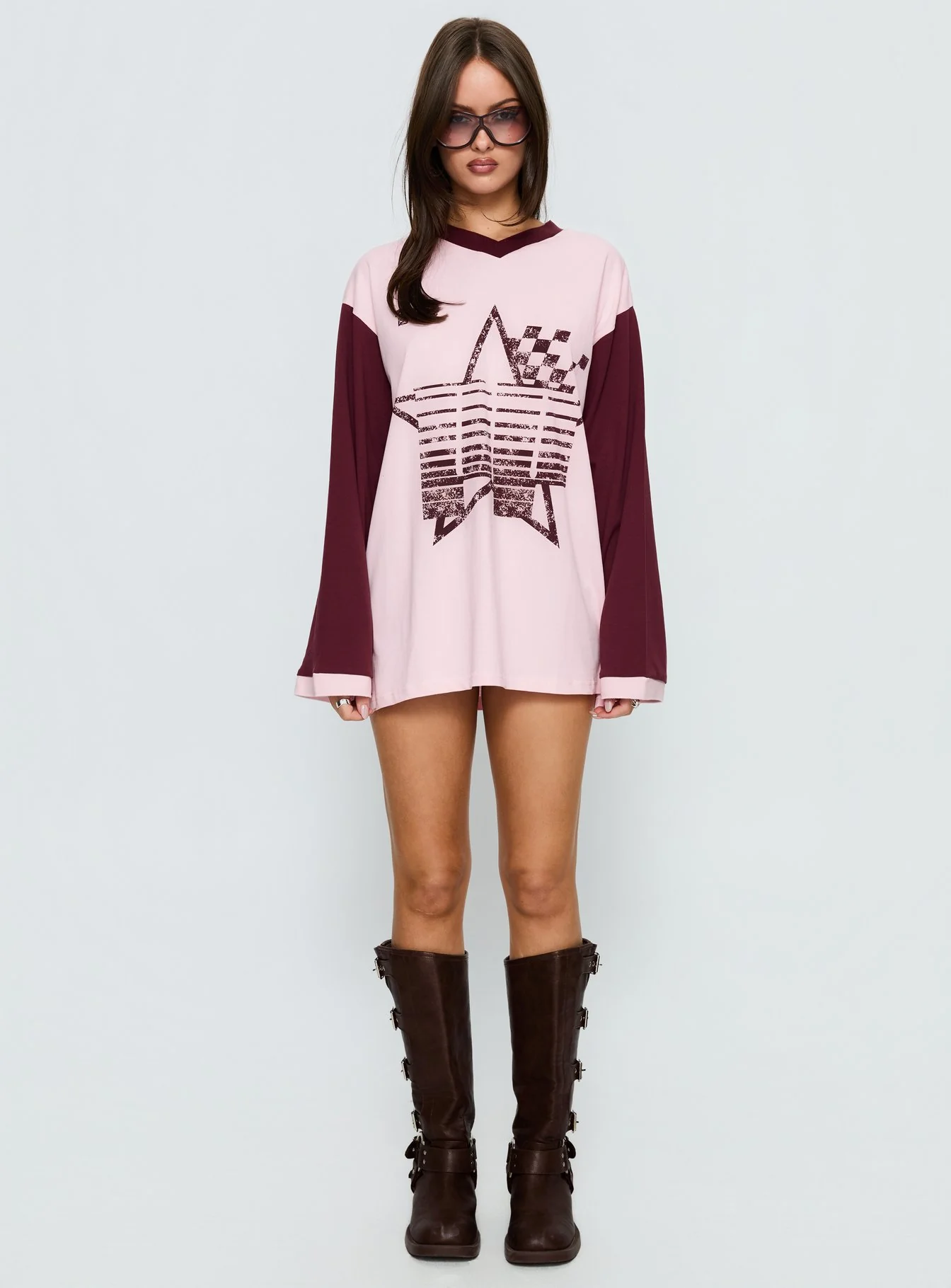 Starletta Long Sleeve Moto Top Pink