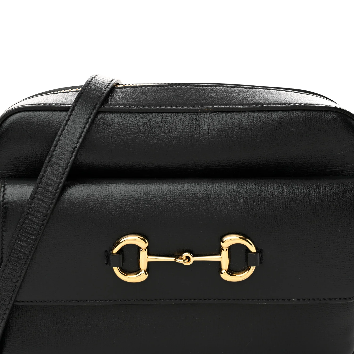 Textured Calfskin Small Horsebit 1955 Shoulder Bag Black - Top Club