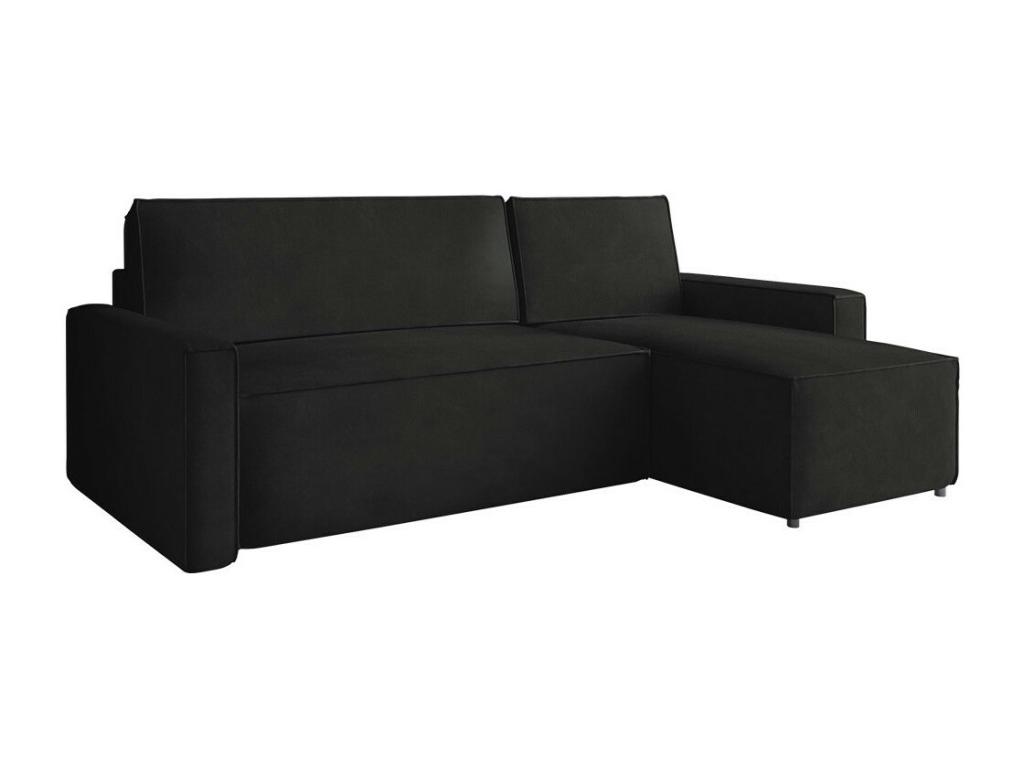 Sofá rinconero Stamford 108, Negro, Función de descanso, Caja de ropa de cama, 235x150cm