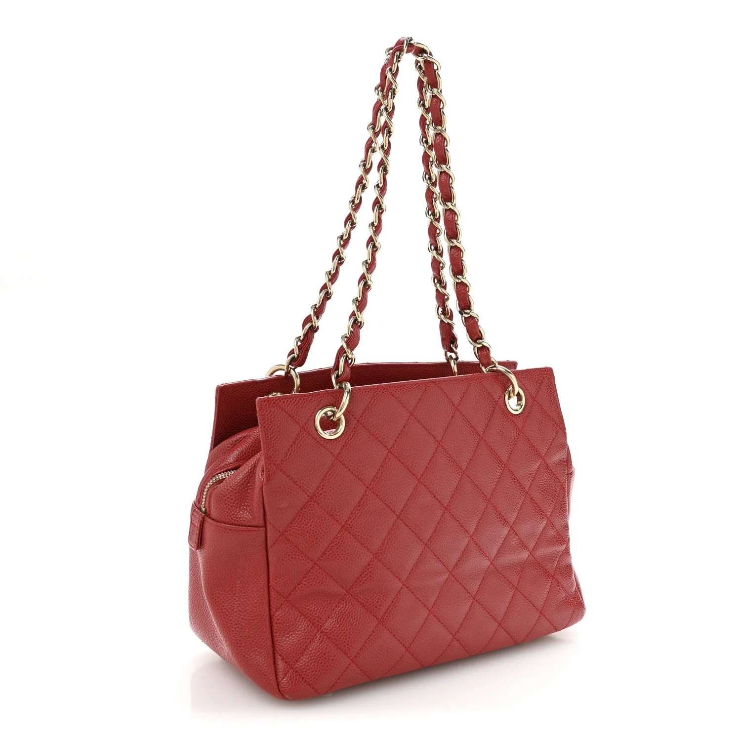 Caviar Quilted Petit Timeless Shopping Tote PTT Red - Top Club