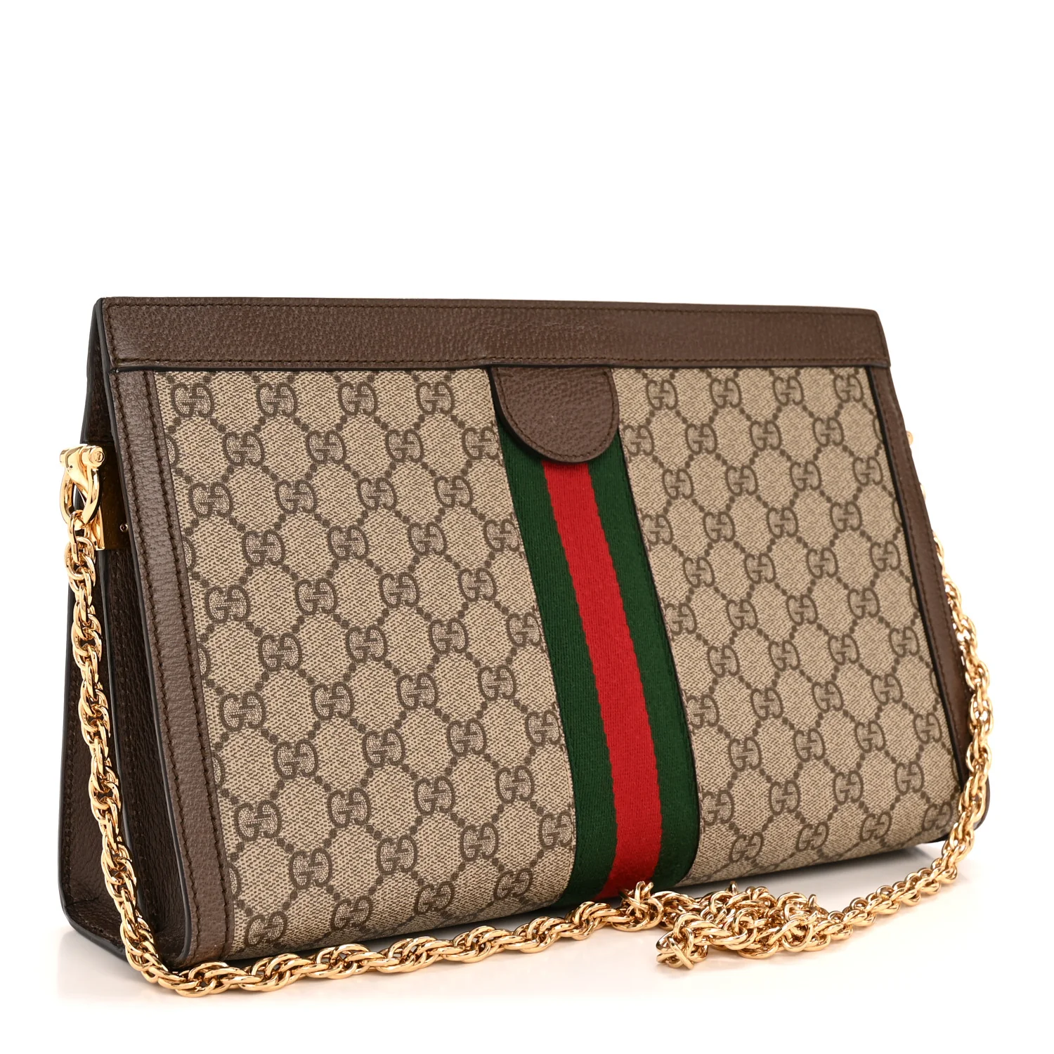 GG Supreme Monogram Web Medium Ophidia Chain Shoulder Bag Brown - Top Club