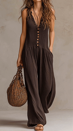 Women's V-Neck Sleeveless Wide-Leg Jumpsuit - Nordfashionstorm - Women's Clothing, Fashion for You - Nordfashionstorm.com