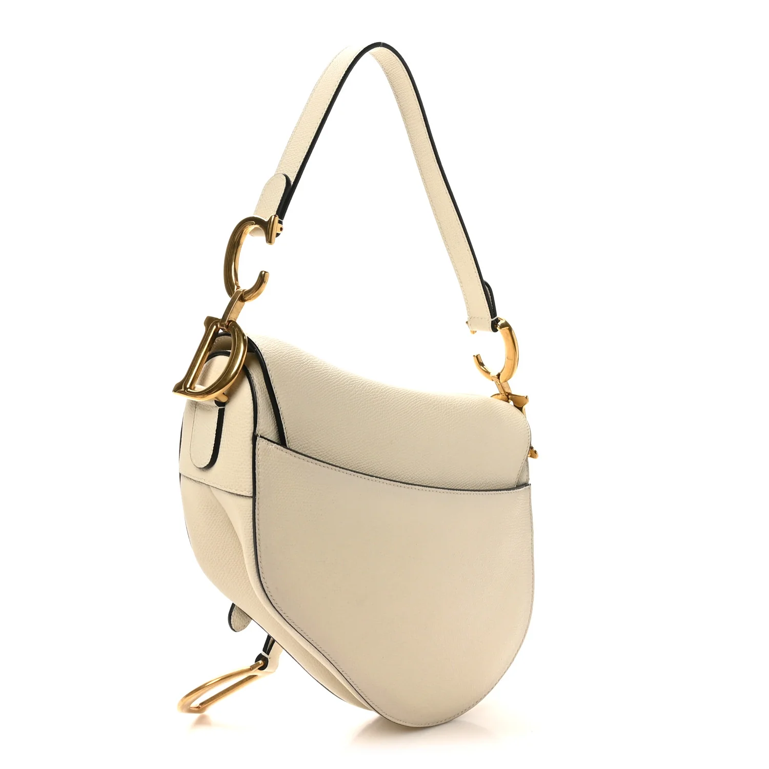 Grained Calfskin Saddle Bag White - Top Club