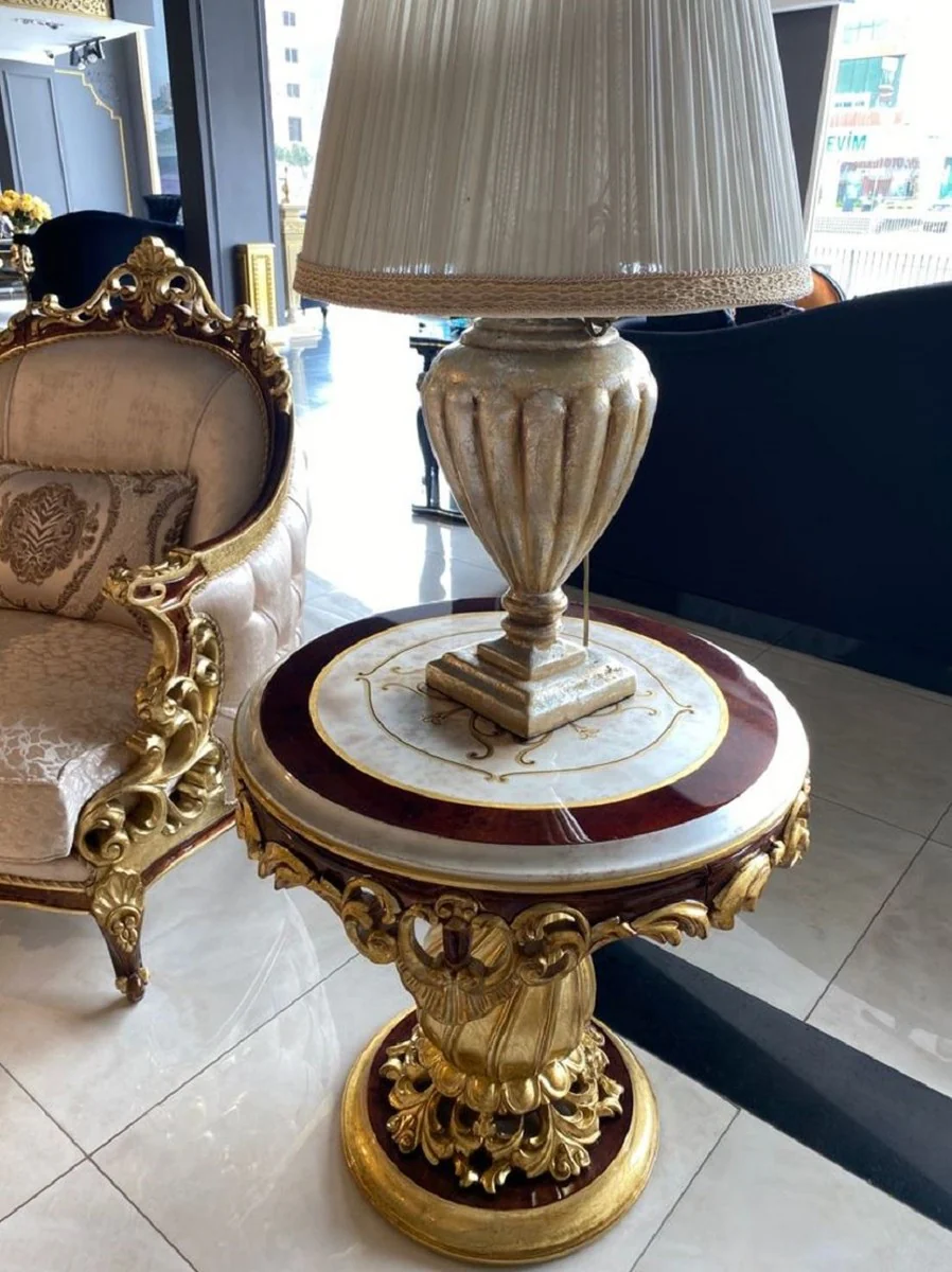 Luxury Baroque Living Room Set Silver / Brown / Gold - 2 Sofas & 2 Armchairs & 1 Coffee Table & 2 Side Tables - Handcrafted Living Room Furniture in Baroque Style - Noble & Magnificent