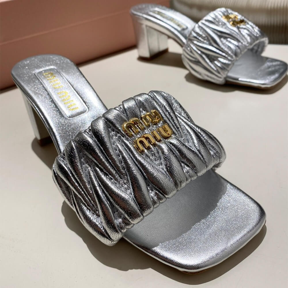 MiuMiu Matelass?? nappa leather slides - Top Club