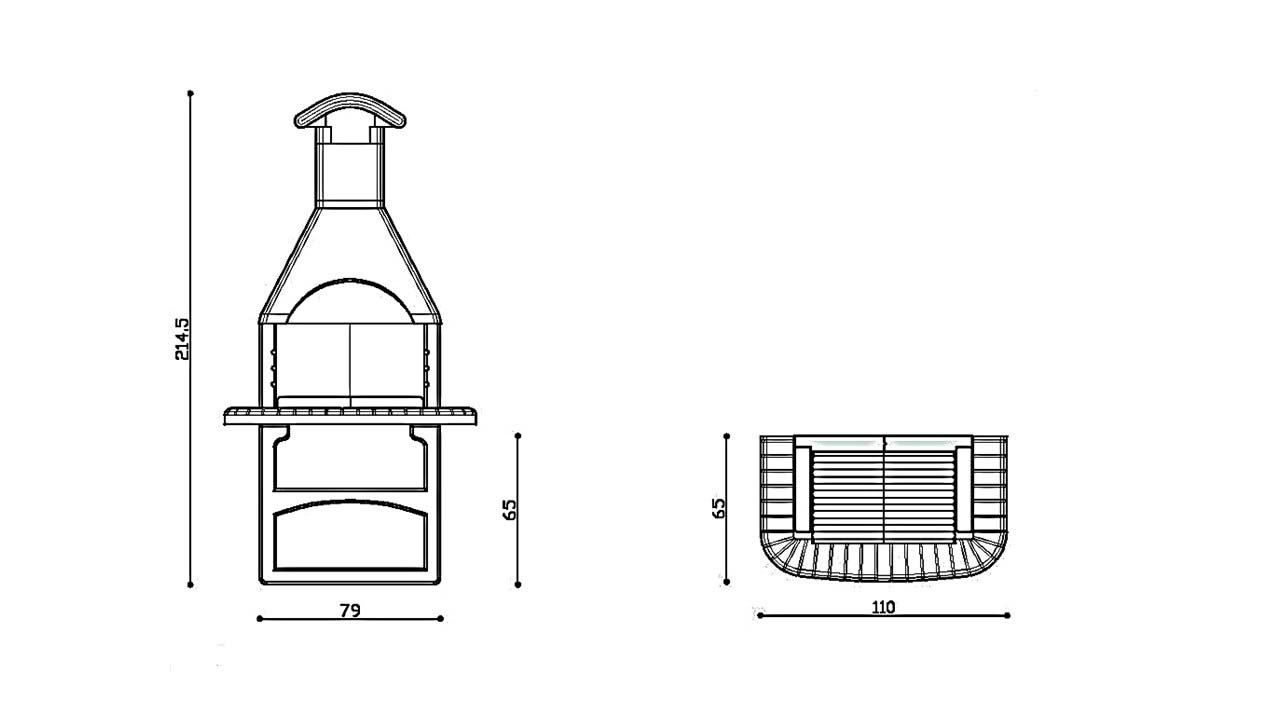 Linea VZ Barbecue a carbonella Misano H 212 x L 110 x P 65 cm