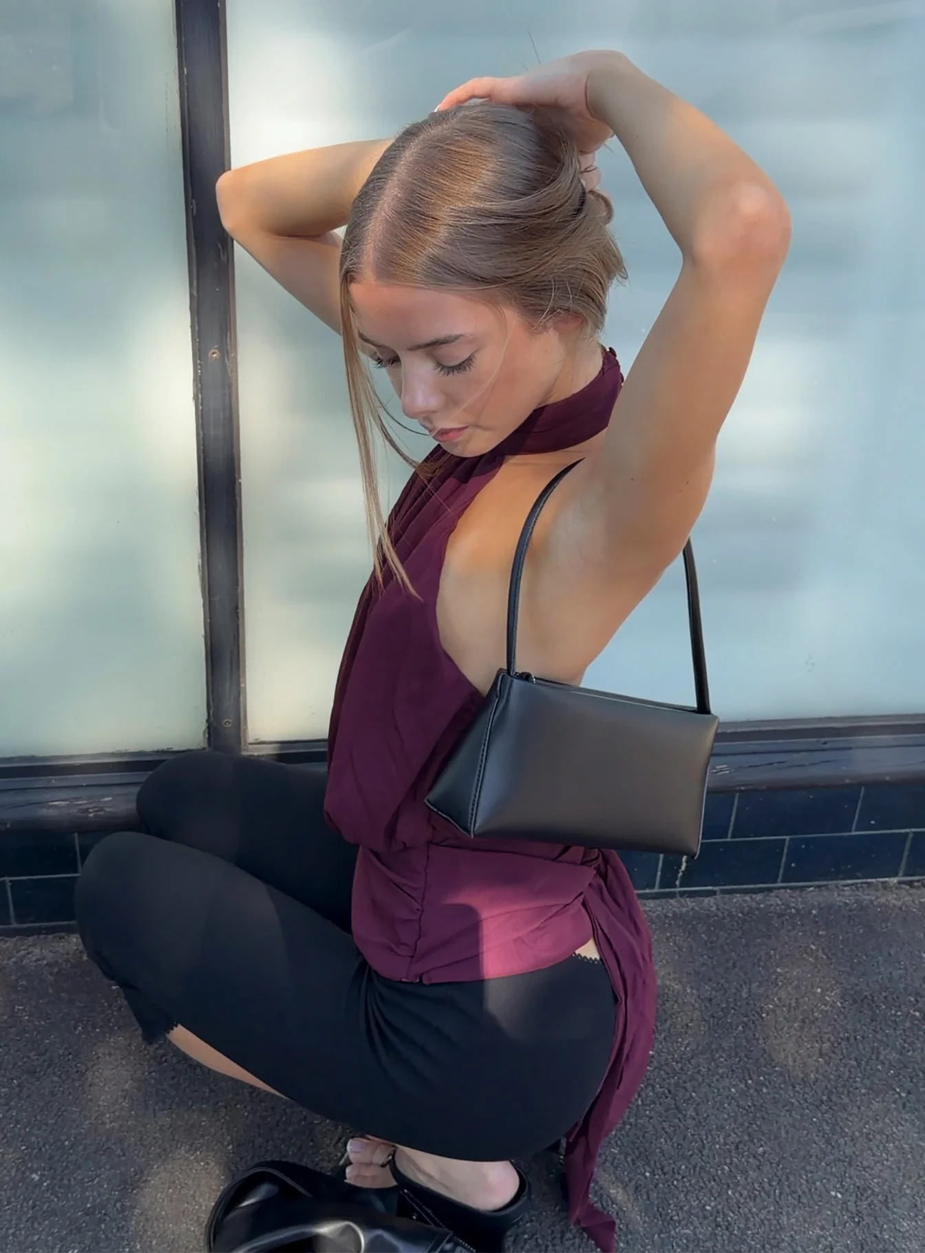 Faythe High Neck Tie Top Berry